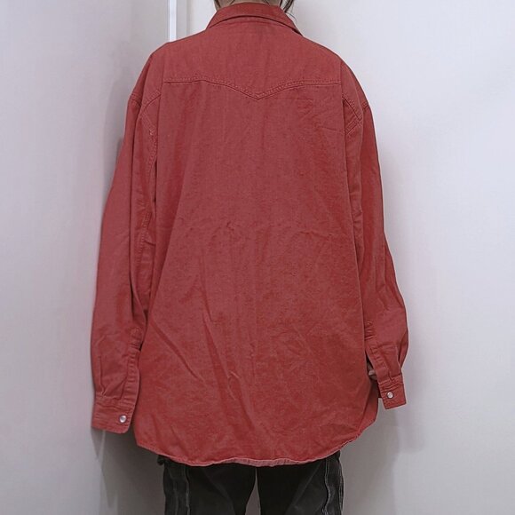 Vivid Red Oversized Button-Up Shirt (XL) - Picture 2 of 7